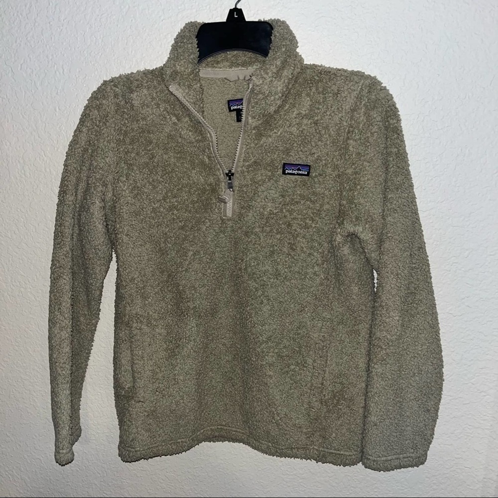 Patagonia Girls' Los Gatos 1/4-Zip Fleece El Cap Khaki Size XL 14